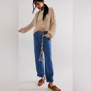 NWT $450 DR. COLLECTORS Carpenter Block Print Pants M